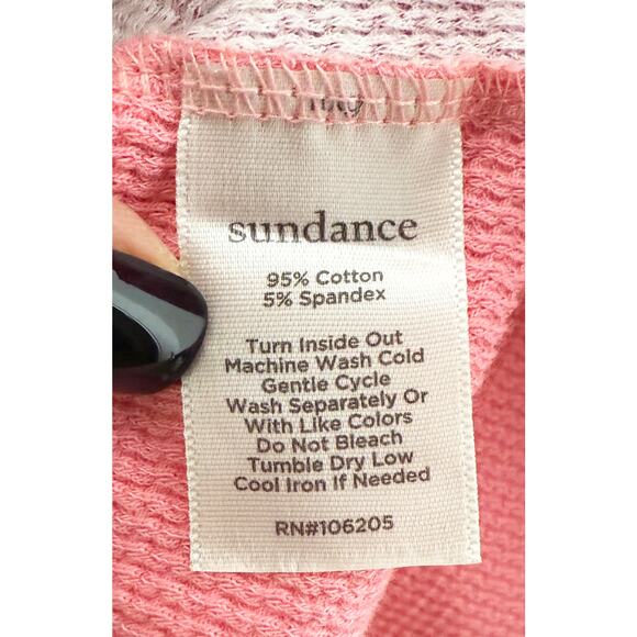 Sundance Women's Crewneck Waffle Thermal Long Sleeve Shirt Colorful Button Cuffs - Picture 7 of 7